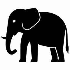 A silhouette elephant black and white logo clip art 
