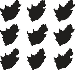 South Africa map black silhouette vector style with white background