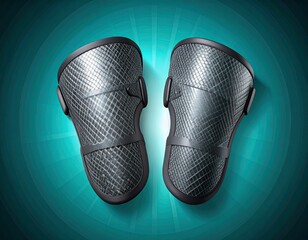 Durable Black Soccer Shin Guards with Textured Design on a Vibrant Background