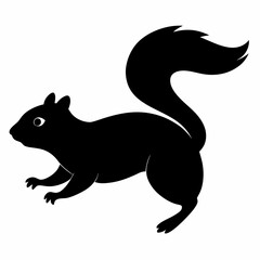 Squirrel illustration black silhouette, white background 
