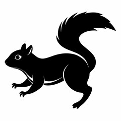 Squirrel illustration black silhouette, white background 