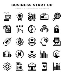 Business Start Up Icon Pack 25 Vector Symbols for Web Design.