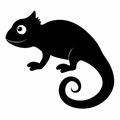 Silhouette of a chameleon isolated on a white background