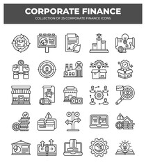 Corporate Finance Icons: 25 Essential Line Icons for Business