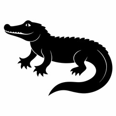 Fototapeta premium Silhouette of crocodile vector art illustration