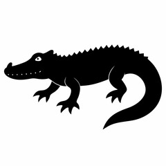 Fototapeta premium Silhouette of crocodile vector art illustration