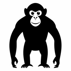 Black and White Chimpanzee Animal Logo