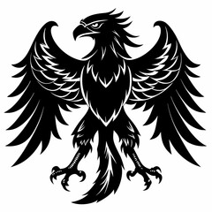 Fototapeta premium Bald eagle flying draw and paint on white background 