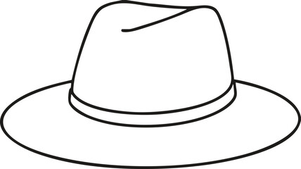 Line drawing of fedora for coloring