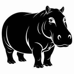 Fototapeta premium A black rhinoceros drawing with a rhinoceros 