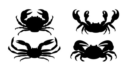 Set crab silhouette. Isolated crab on tranparent background