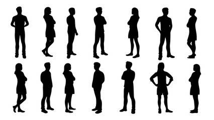 silhouette of large group of people