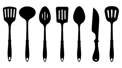 Cutlery set silhouette kitchen silhouette set