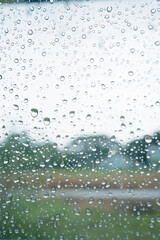 feel good with rain drop on window in living room