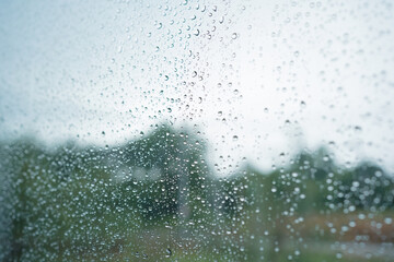 feel good with rain drop on window in living room