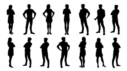 silhouette of large group of people