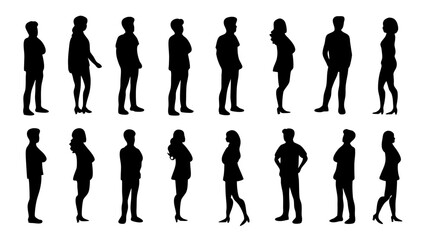 silhouette of large group of people