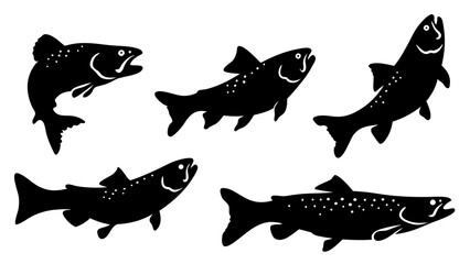 Set of modern illustration of fish