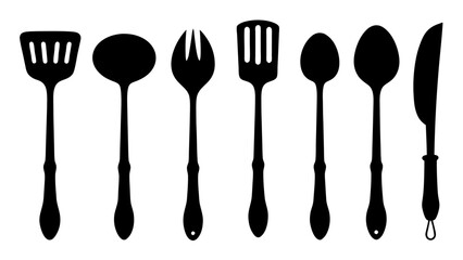 Cutlery set silhouette kitchen silhouette set