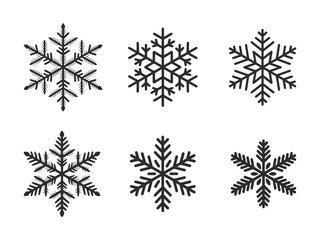 Black Snowflake Silhouette Vector Icon for Winter Holiday Design.

