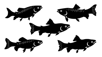 Set of modern illustration of fish