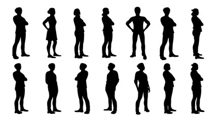 silhouette of large group of people