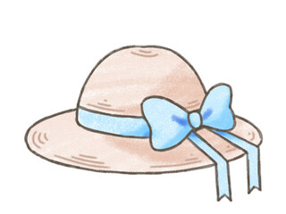 クレヨン風かわいい麦わら帽子（ブルー）