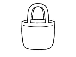 クレヨン風かわいいトートバック線画