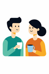 Cartoon vector illustration of a smiling family with man, woman, and child icons