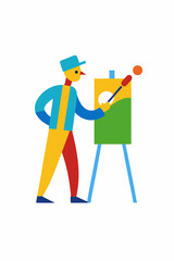 Fototapeta premium Vibrant Strokes A Colorful Artist at Work Painting Landscape