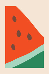 Botanical hand drawn watermelon fruit on beige background. Vector illustration.