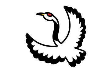 鶴・丹頂のシンプルアイコンベクターイラスト 正月 縁起物 日本 和風 ツル	