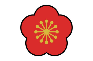 梅の花のシンプルアイコンベクターイラスト 正月 縁起物 日本 和風	
