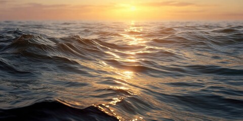 Serene Ocean Scene During Sunset with Reflective Calm Waters