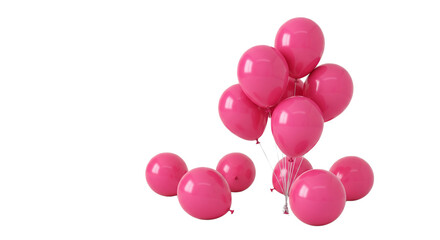 Fototapeta premium generated Pink balloons bunch on floor transparent PNG, isolated background cutout. Background copy space, balloon, festive, celebration, party, birthday graphic element