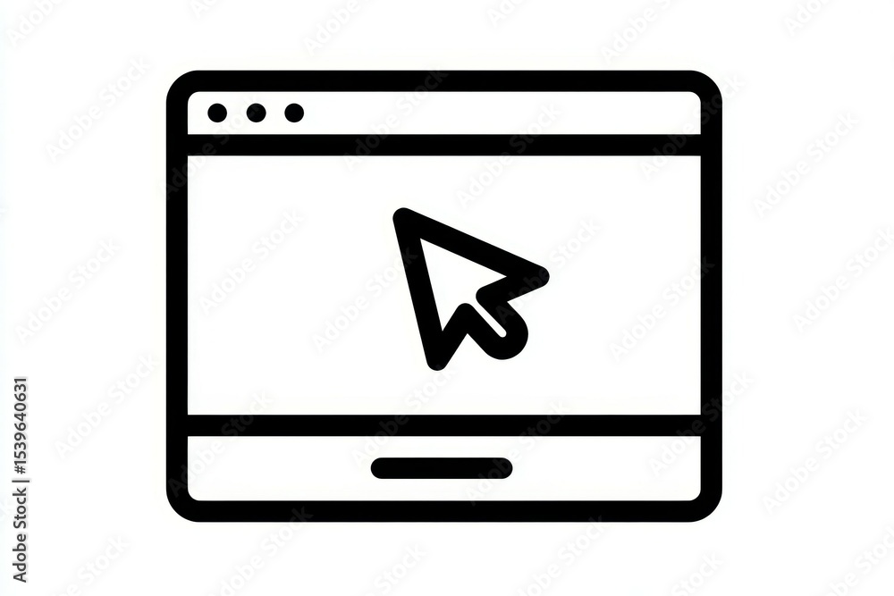 Aufkleber black arrow cursor on minimalist browser window interface icon