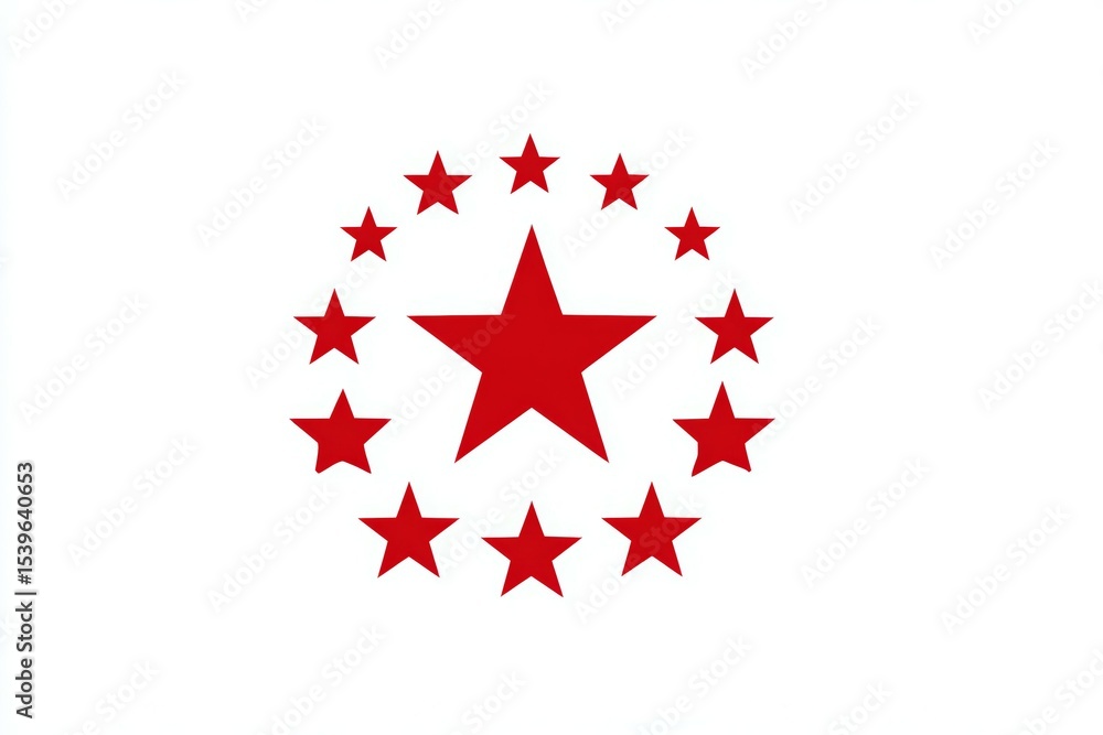 Poster red stars in circular pattern on white background