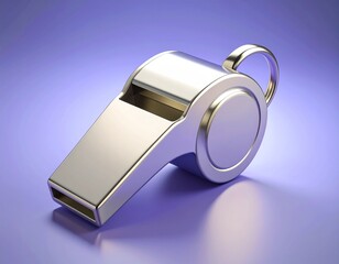 Elegant Silver Whistle with Shiny Finish on a Gradient Background