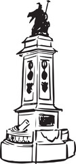 Armada Memorial, Devon, England landmark ink illustration. Historical monument sketch. Simple textured ink style. English famous travel destination vector drawing.