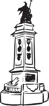 Armada Memorial, Devon, England landmark ink illustration. Historical monument sketch. Simple textured ink style. English famous travel destination vector drawing.