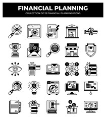 Collection of 25 Financial Planning Icons: Business Strategy. Finance. and Investment