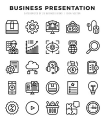 Vector icons set of Business Presentation. Lineal style Icons.