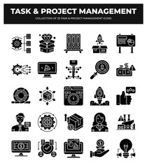 25 Task & Project Management Icons: Business Strategy. Planning. Teamwork & Success