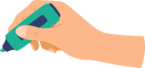Hand Holding Highlighter for Marking

