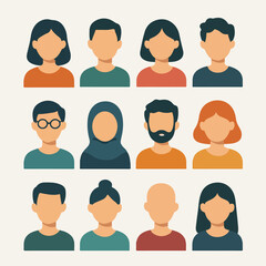 Set Vector People avatar flat design vector collection.