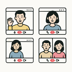 Fototapeta premium Set Vector Video call vector concept