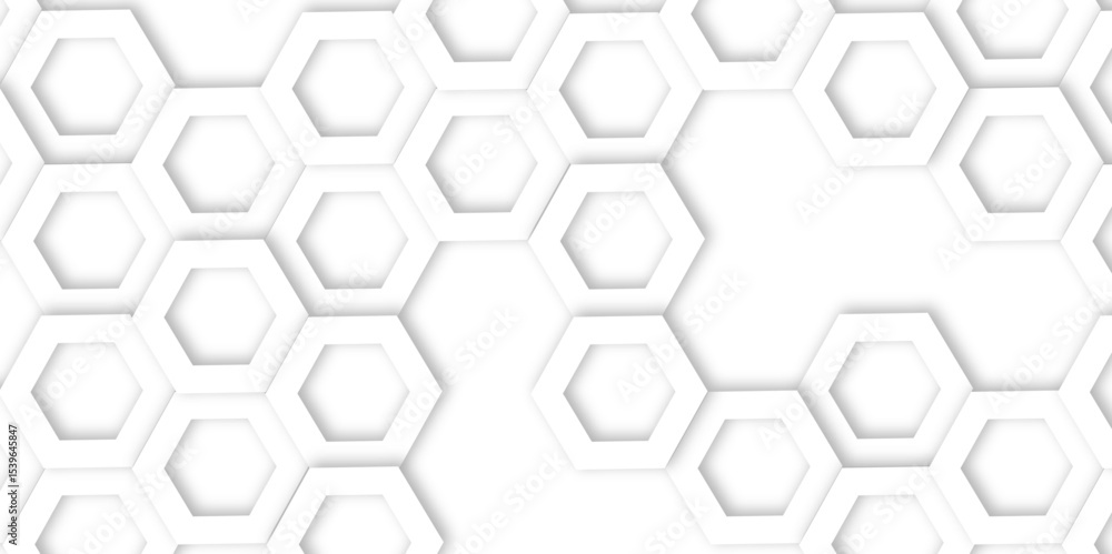 Poster abstract geometric technology 3d white light structure technology out line hexagon polygonal honeyco