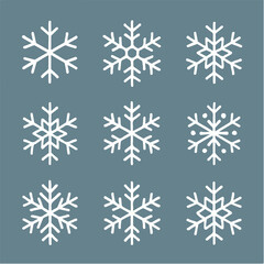 Set Vector Flat design line snowflakes vector icon set.
