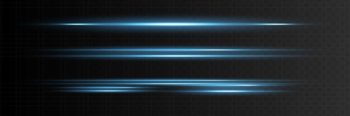 Red horizontal lens flares pack. Laser beams, horizontal light rays.Beautiful light flares. Glowing streaks on dark background. Luminous abstract sparkling lined background