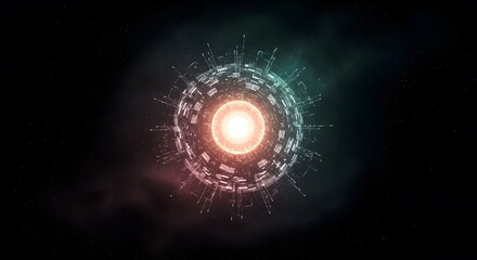 Cutting-edge AI technology with digital data stream and cybersecurity